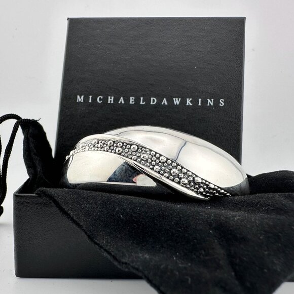 Michael Dawkins Sterling Silver Cuff Bracelet with Beautiful Textured Brand - Picture 16 of 16